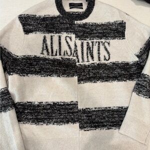 All Saints Monochrome Striped Crewneck Sweater